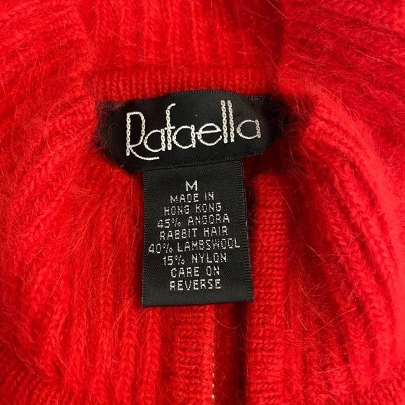 Rafaella Angora Rabbit Fur Lambswool Red Sweater Medium EUC! - Picture 8 of 9